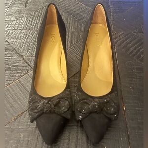 J.Crew Factory Crystal Bow Kitten Heels (Item BU514) EUC Size 7